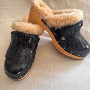 UGG Black and Cream Women's Mules